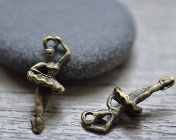 Accessories - 20 Pcs Of Antique Bronze Lovely Ballet Girl Dancer Charms 10x25mm A1613