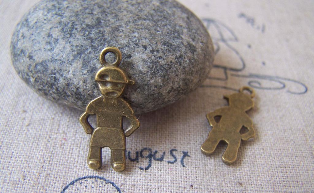 Accessories - 20 Pcs Of Antique Bronze Lovely Boy Charms 11x22mm A4390