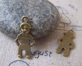 Accessories - 20 Pcs Of Antique Bronze Lovely Boy Charms 11x22mm A4390