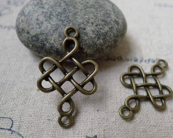 Accessories - 20 Pcs Of Antique Bronze Lovely Chinese Knot Connector Charms 18x31mm  A6102