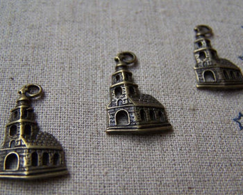 Accessories - 20 Pcs Of Antique Bronze Lovely Church Building Charms 14x22mm A1656