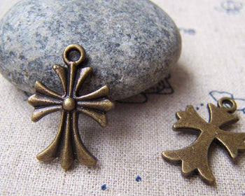 Accessories - 20 Pcs Of Antique Bronze Lovely Cross Charms 16x19mm A469