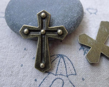 Accessories - 20 Pcs Of Antique Bronze Lovely Cross Charms 21x27mm A7719