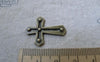 Accessories - 20 Pcs Of Antique Bronze Lovely Cross Charms 21x27mm A7719
