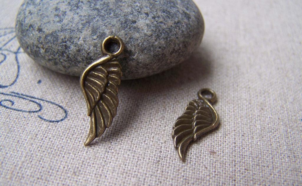 Accessories - 20 Pcs Of Antique Bronze Lovely Feather Wing Charms 8x17mm A2714