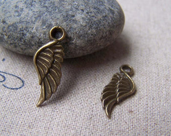 Accessories - 20 Pcs Of Antique Bronze Lovely Feather Wing Charms 8x17mm A2714