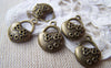 Accessories - 20 Pcs Of Antique Bronze Lovely Flower Heart Charms 12x14mm A1612