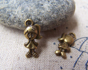 Accessories - 20 Pcs Of Antique Bronze Lovely Girl Charms 7x15mm A735