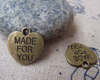 Accessories - 20 Pcs Of Antique Bronze Lovely Heart Charms 15x16mm A1628