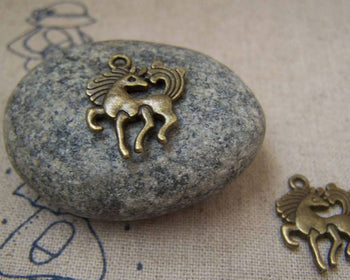 Accessories - 20 Pcs Of Antique Bronze Lovely Horse Charms 15x20mm A2209