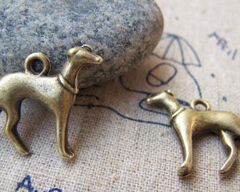 Accessories - 20 Pcs Of Antique Bronze Lovely Hound Dog Charms 20x20mm A1208