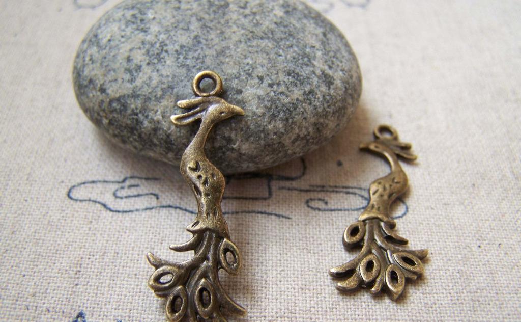 Accessories - 20 Pcs Of Antique Bronze Lovely Phoenix Bird Charms 12x31mm Double Sided A5796