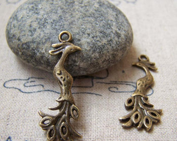 Accessories - 20 Pcs Of Antique Bronze Lovely Phoenix Bird Charms 12x31mm Double Sided A5796