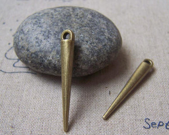Accessories - 20 Pcs Of Antique Bronze Lovely Pin Spikes Charms 5x34mm A4762