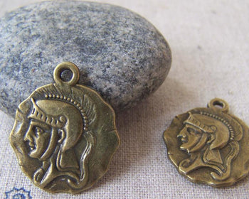 Accessories - 20 Pcs Of Antique Bronze Lovely Roman Warrior Charms 21x25mm Double Sided A4261