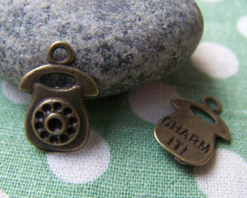 Accessories - 20 Pcs Of Antique Bronze Lovely Telephone Charms 12x17.5mm A335