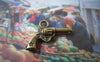 Accessories - 20 Pcs Of Antique Bronze Mini Pistol Gun Charms 11x22mm A4391
