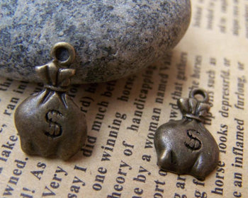 Accessories - 20 Pcs Of Antique Bronze Money Bag Charms 11x17mm A560