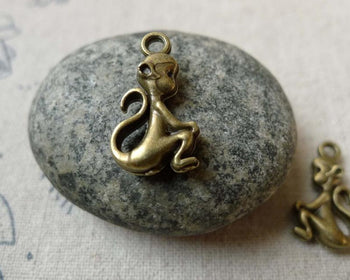 Accessories - 20 Pcs Of Antique Bronze Monkey Charms 11x20mm Double Sided  A6566