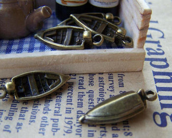 Accessories - 20 Pcs Of Antique Bronze Motor Boat Fishing Boat Charms 8x22mm A948