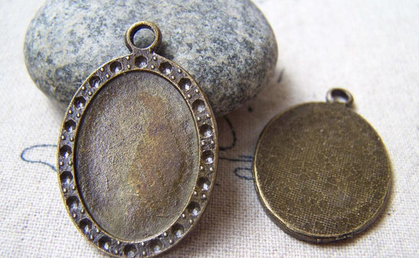 Accessories - 20 Pcs Of Antique Bronze Oval Cameo Base Settings Match 17x23mm Cameo  A5771