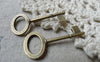 Accessories - 20 Pcs Of Antique Bronze Oval Flat Skeleton Key Pendants Charms 15x33mm  A6329