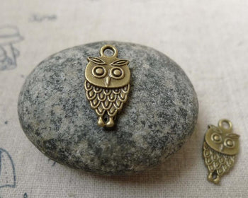 Accessories - 20 Pcs Of Antique Bronze Owl Charms Double Sided  9x18mm A5980