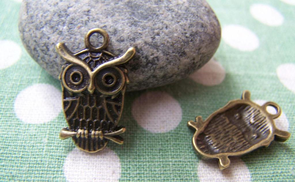 Accessories - 20 Pcs Of Antique Bronze Owl Charms Pendant 15x19mm A101