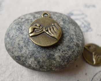 Accessories - 20 Pcs Of Antique Bronze Pinky Swear Charms Double Sided 14.5mm  A6893