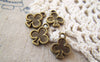 Accessories - 20 Pcs Of Antique Bronze Poker Tiny Club Flower Charms 10x11mm A5265