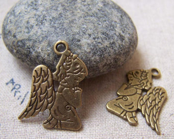 Accessories - 20 Pcs Of Antique Bronze Praying Angel Charms 16x24mm Double Sided A5794