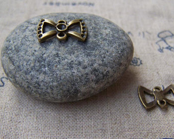 Accessories - 20 Pcs Of Antique Bronze Rhinestone Bow Tie Knot Connector  10x15mm A739