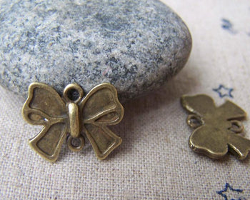 Accessories - 20 Pcs Of Antique Bronze Rhinestone Bow Tie Knot Connector Charms 14x17mm A3440