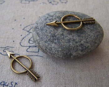 Accessories - 20 Pcs Of Antique Bronze Ring Arrow Charms 13x28mm A2318