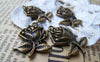 Accessories - 20 Pcs Of Antique Bronze Rose Flower Charms 17x25mm A417