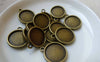 Accessories - 20 Pcs Of Antique Bronze Round  Base Settings Pendant Double Sided Match 14mm Cabochon A5649