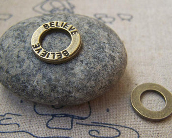 Accessories - 20 Pcs Of Antique Bronze Round Ring Charms 14mm A3112