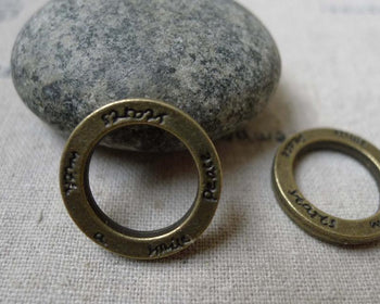 Accessories - 20 Pcs Of Antique Bronze Round Ring Charms  20mm A6099