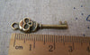 Accessories - 20 Pcs Of Antique Bronze Skull Key Charms 8x28mm A195