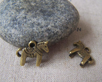 Accessories - 20 Pcs Of Antique Bronze Standing Horse Charms 12x14mm A4605
