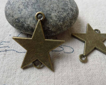 Accessories - 20 Pcs Of Antique Bronze Star Connector Charms 28mm A6620