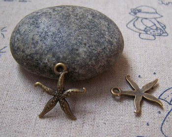 Accessories - 20 Pcs Of Antique Bronze Starfish Charms 16x20mm A524