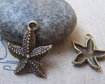 Accessories - 20 Pcs Of Antique Bronze Starfish Charms 18x23mm A4810