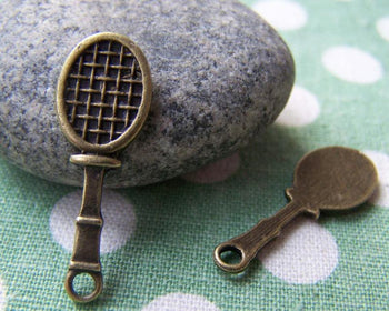 Accessories - 20 Pcs Of Antique Bronze Tennis Rackets Charms 10x28mm A1477