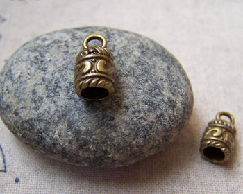 Accessories - 20 Pcs Of Antique Bronze Textured Bead Tassel Caps Charms 7x13mm A5805