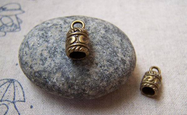 Accessories - 20 Pcs Of Antique Bronze Textured Bead Tassel Caps Charms 7x13mm A5805
