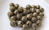 Accessories - 20 Pcs Of Antique Bronze Textured Flower Ball Beads 7.5mm A2370