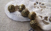 Accessories - 20 Pcs Of Antique Bronze Textured Flower Ball Beads 7.5mm A2370
