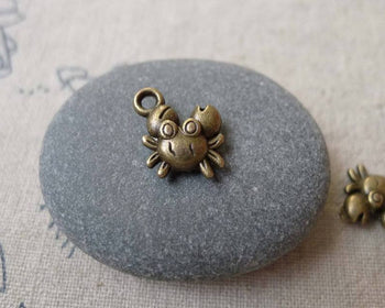 Accessories - 20 Pcs Of Antique Bronze Tiny Crabs Charms Double Sided 10mm A7307