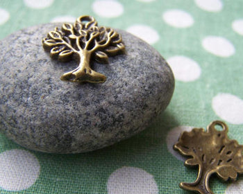 Accessories - 20 Pcs Of Antique Bronze Tree Charms 16x20mm A458